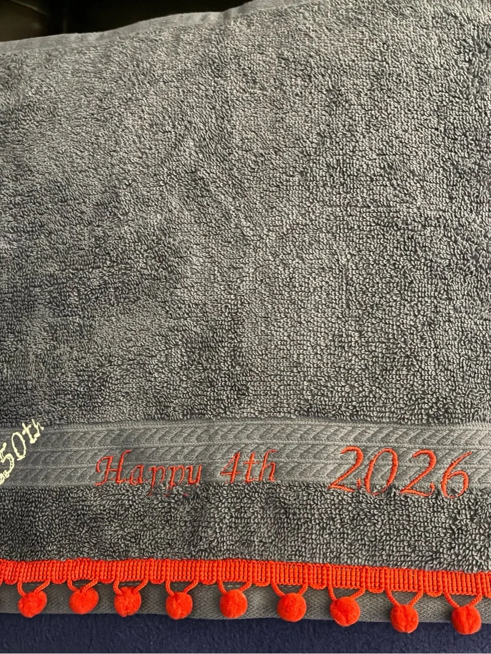 Embroidered Gray 4th of July Decorative wash cloth 250th 2026